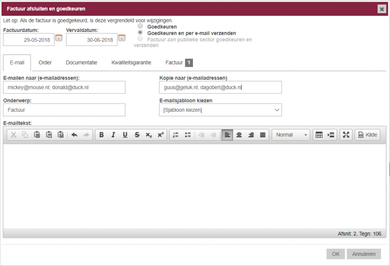 Hoe geef ik aan dat dezelfde mail naar meerdere ontvangers moet worden gestuurd? Minuba